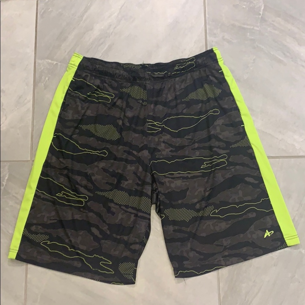 Neon Yellow Camo Workout Shorts
